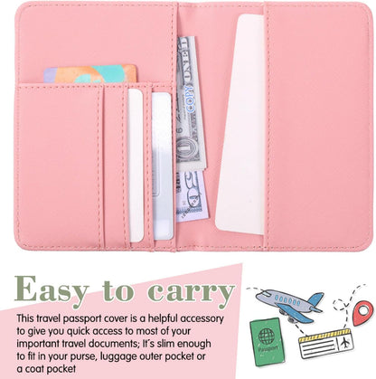 2 Pcs Passport Cover Holder for Travel Waterproof Leather Passport Wallet Case Book Travel Cruise Essentials for Women Men | 2 Pieces