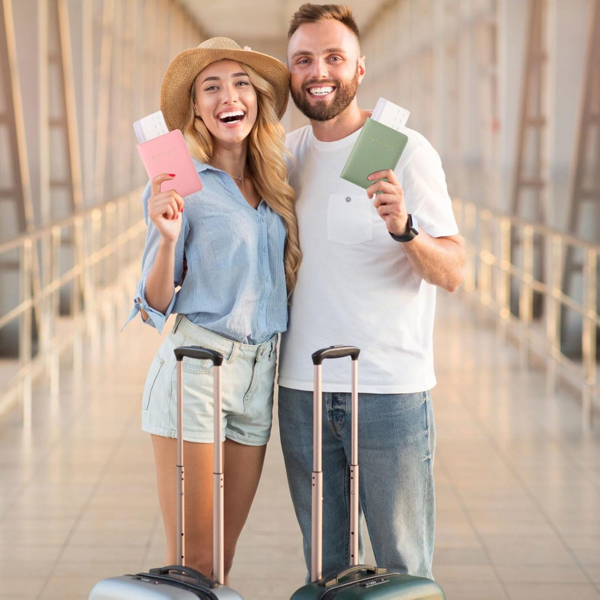 2 Pcs Passport Cover Holder for Travel Waterproof Leather Passport Wallet Case Book Travel Cruise Essentials for Women Men | 2 Pieces