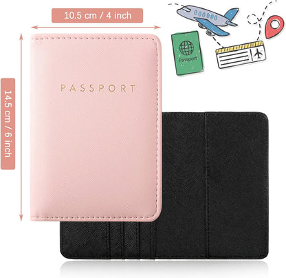 2 Pcs Passport Cover Holder for Travel Waterproof Leather Passport Wallet Case Book Travel Cruise Essentials for Women Men | 2 Pieces