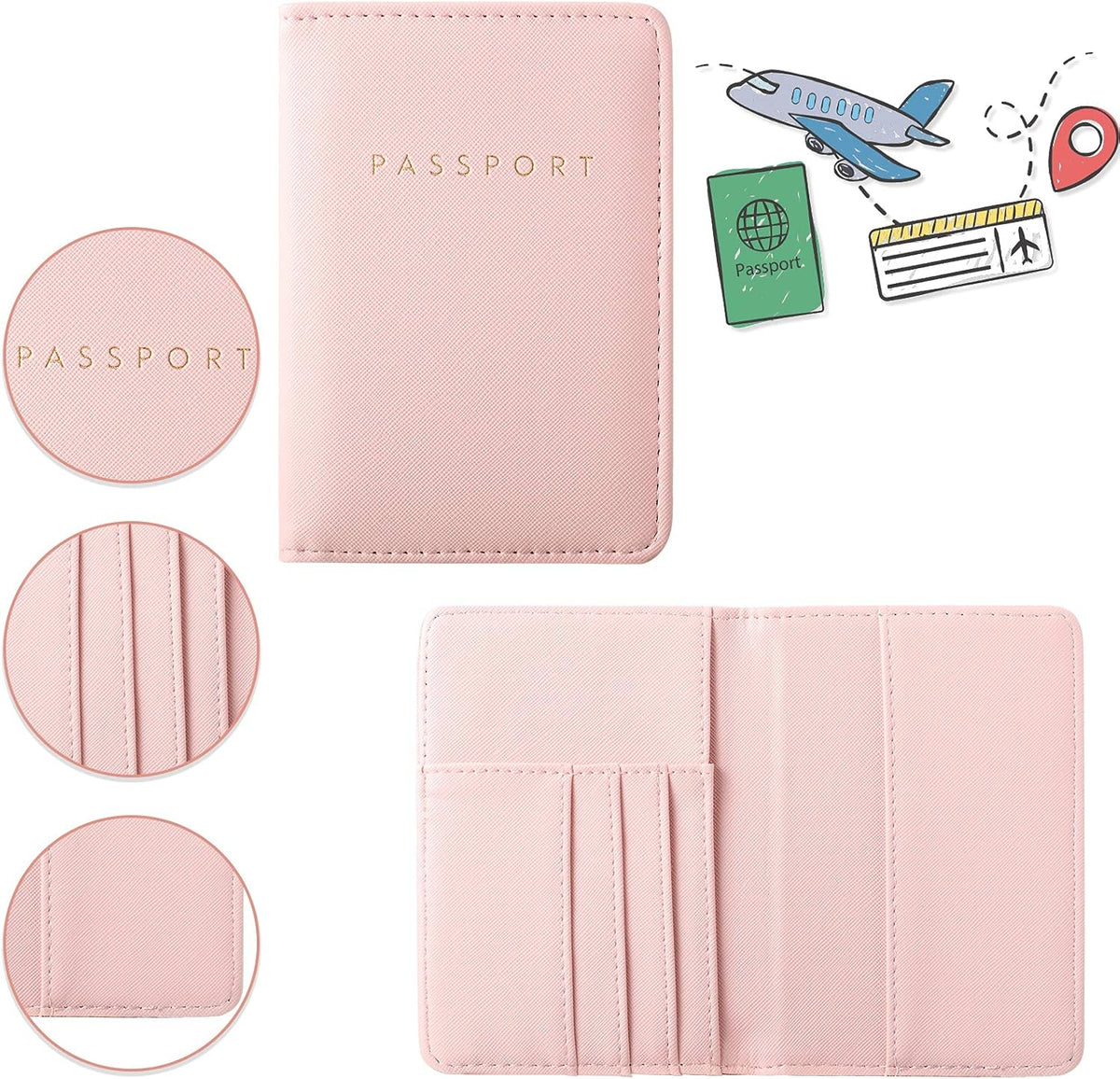 2 Pcs Passport Cover Holder for Travel Waterproof Leather Passport Wallet Case Book Travel Cruise Essentials for Women Men | 2 Pieces