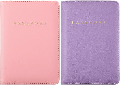 2 Pcs Passport Cover Holder for Travel Waterproof Leather Passport Wallet Case Book Travel Cruise Essentials for Women Men | 2 Pieces