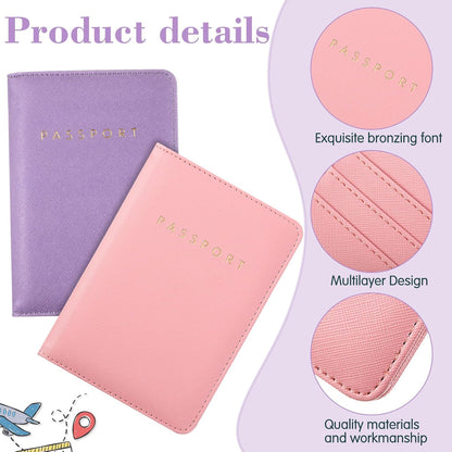 2 Pcs Passport Cover Holder for Travel Waterproof Leather Passport Wallet Case Book Travel Cruise Essentials for Women Men | 2 Pieces