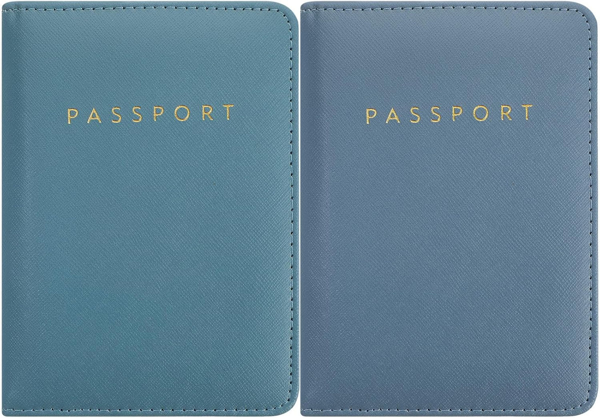 2 Pcs Passport Cover Holder for Travel Waterproof Leather Passport Wallet Case Book Travel Cruise Essentials for Women Men | 2 Pieces