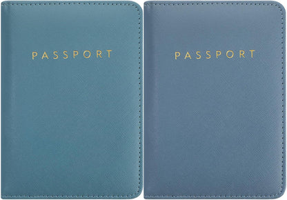 2 Pcs Passport Cover Holder for Travel Waterproof Leather Passport Wallet Case Book Travel Cruise Essentials for Women Men | 2 Pieces