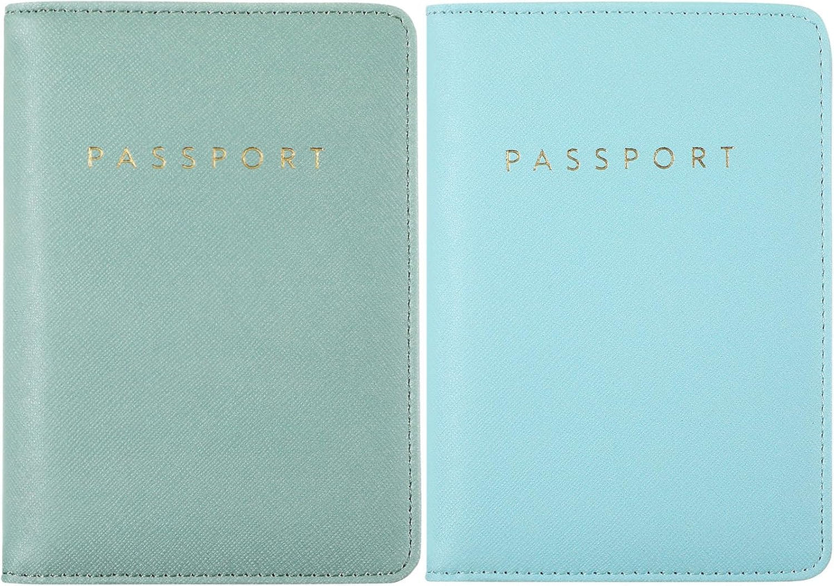2 Pcs Passport Cover Holder for Travel Waterproof Leather Passport Wallet Case Book Travel Cruise Essentials for Women Men | 2 Pieces