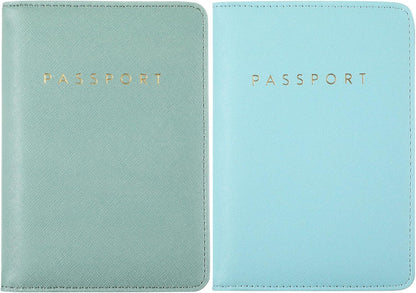 2 Pcs Passport Cover Holder for Travel Waterproof Leather Passport Wallet Case Book Travel Cruise Essentials for Women Men | 2 Pieces