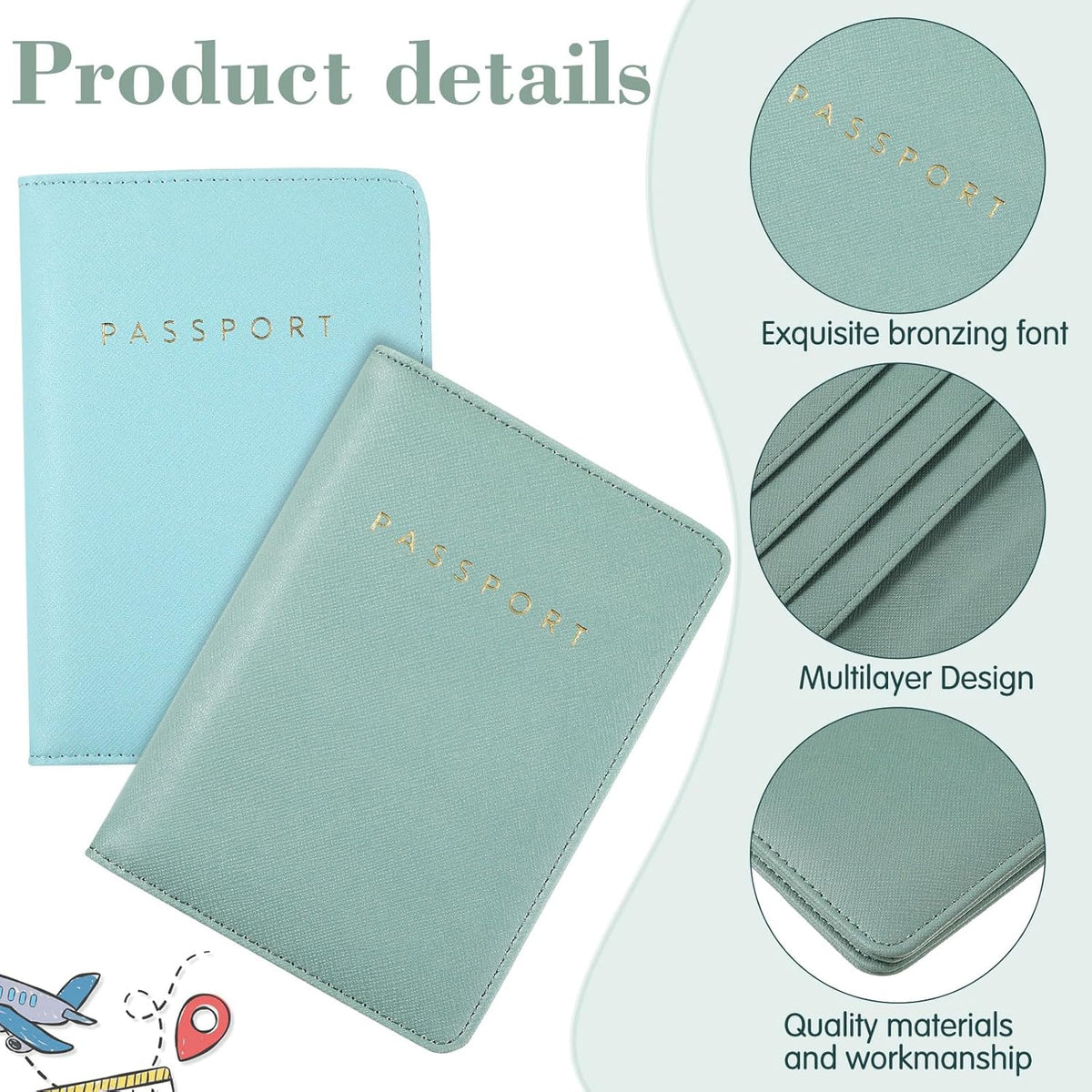 2 Pcs Passport Cover Holder for Travel Waterproof Leather Passport Wallet Case Book Travel Cruise Essentials for Women Men | 2 Pieces