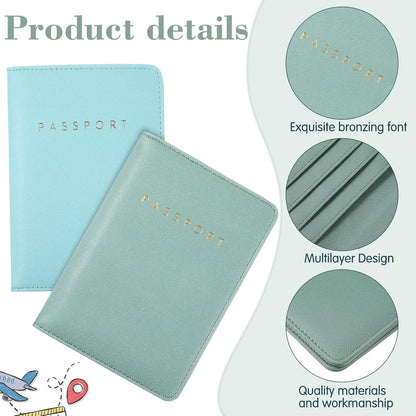 2 Pcs Passport Cover Holder for Travel Waterproof Leather Passport Wallet Case Book Travel Cruise Essentials for Women Men | 2 Pieces