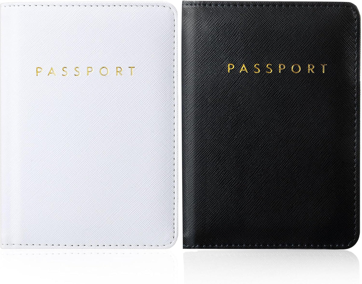 2 Pcs Passport Cover Holder for Travel Waterproof Leather Passport Wallet Case Book Travel Cruise Essentials for Women Men | 2 Pieces
