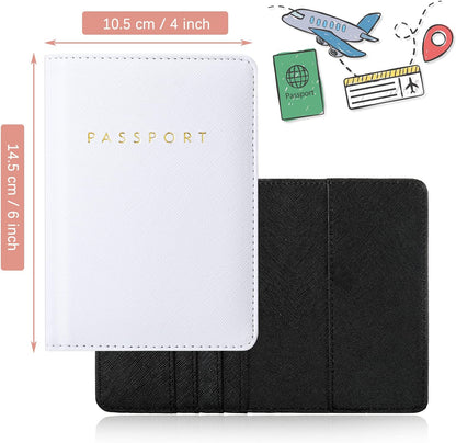 2 Pcs Passport Cover Holder for Travel Waterproof Leather Passport Wallet Case Book Travel Cruise Essentials for Women Men | 2 Pieces