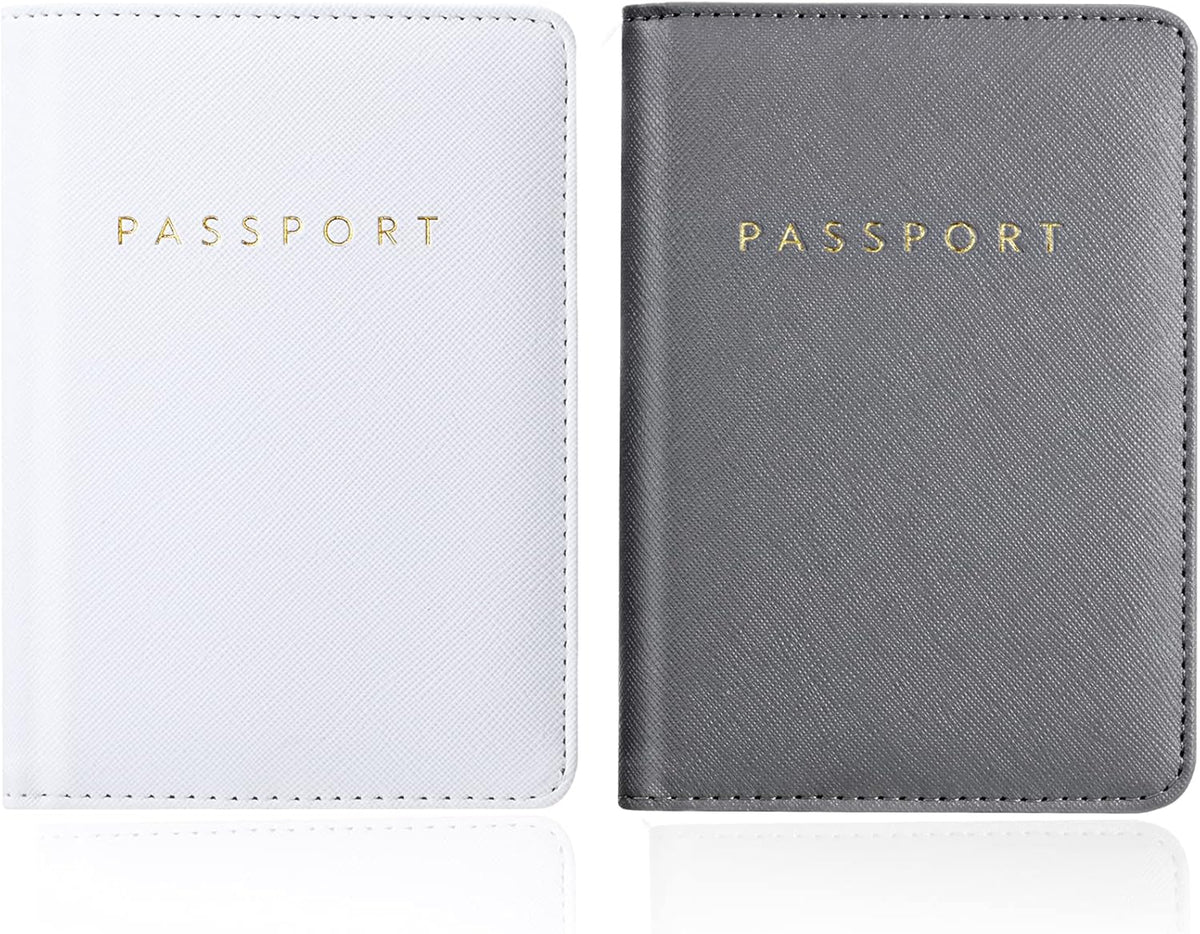 2 Pcs Passport Cover Holder for Travel Waterproof Leather Passport Wallet Case Book Travel Cruise Essentials for Women Men | 2 Pieces
