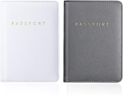2 Pcs Passport Cover Holder for Travel Waterproof Leather Passport Wallet Case Book Travel Cruise Essentials for Women Men | 2 Pieces