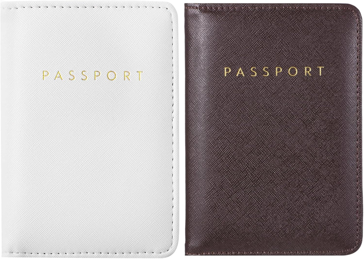 2 Pcs Passport Cover Holder for Travel Waterproof Leather Passport Wallet Case Book Travel Cruise Essentials for Women Men | 2 Pieces