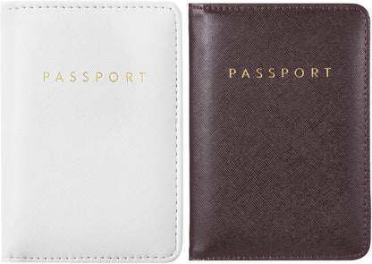 2 Pcs Passport Cover Holder for Travel Waterproof Leather Passport Wallet Case Book Travel Cruise Essentials for Women Men | 2 Pieces