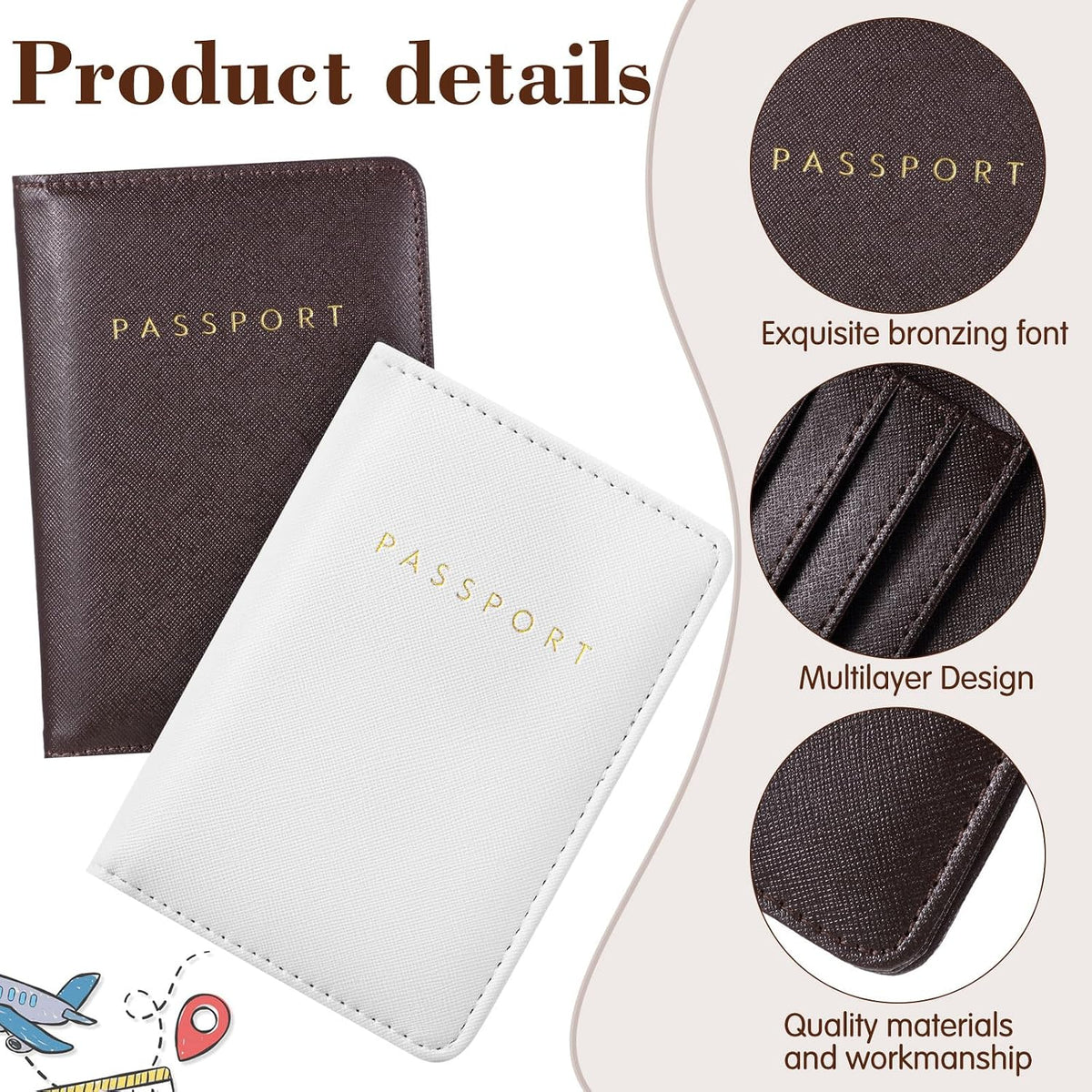2 Pcs Passport Cover Holder for Travel Waterproof Leather Passport Wallet Case Book Travel Cruise Essentials for Women Men | 2 Pieces