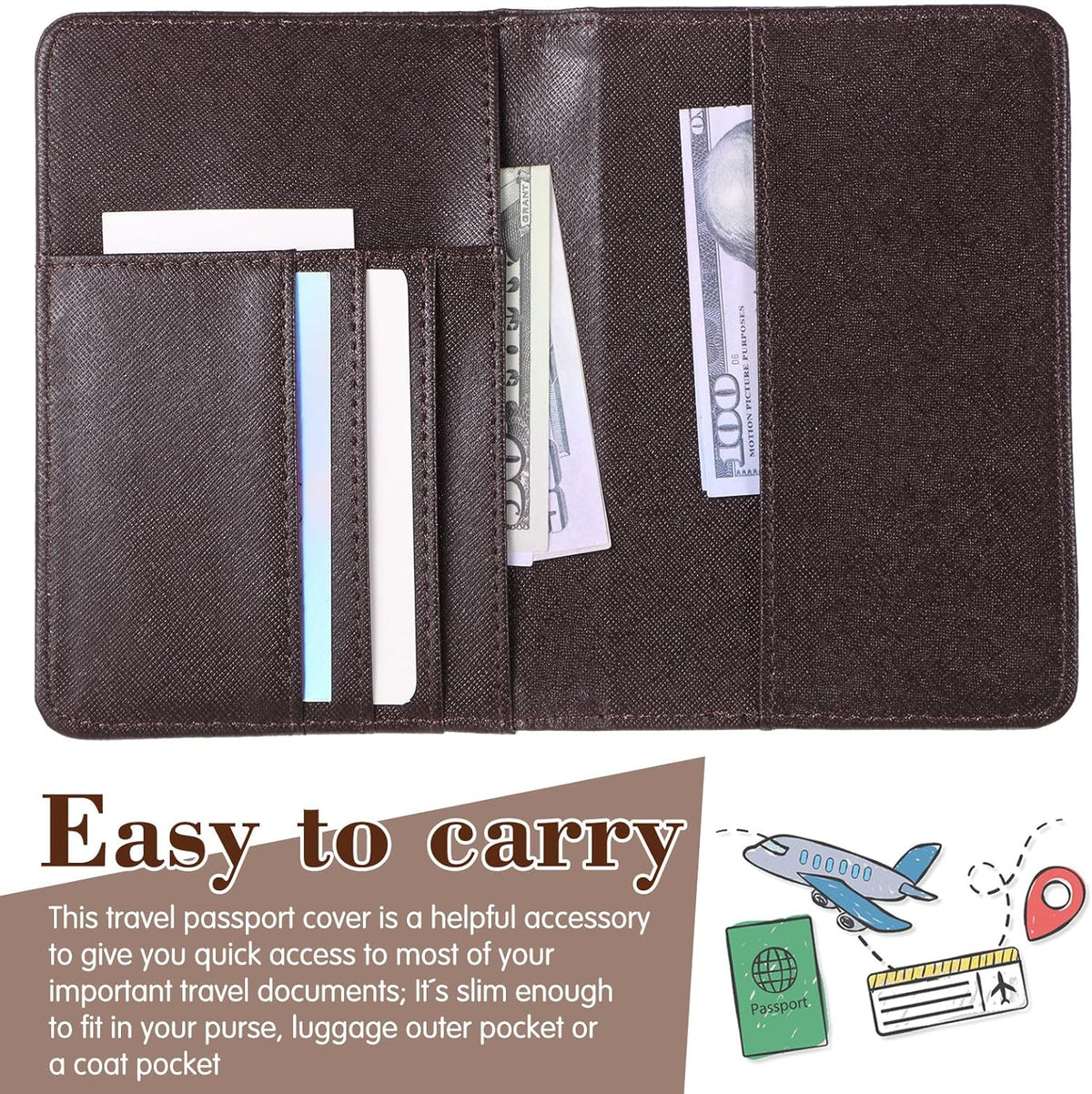 2 Pcs Passport Cover Holder for Travel Waterproof Leather Passport Wallet Case Book Travel Cruise Essentials for Women Men | 2 Pieces