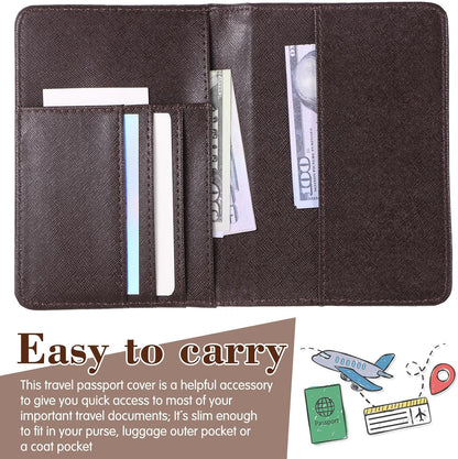 2 Pcs Passport Cover Holder for Travel Waterproof Leather Passport Wallet Case Book Travel Cruise Essentials for Women Men | 2 Pieces