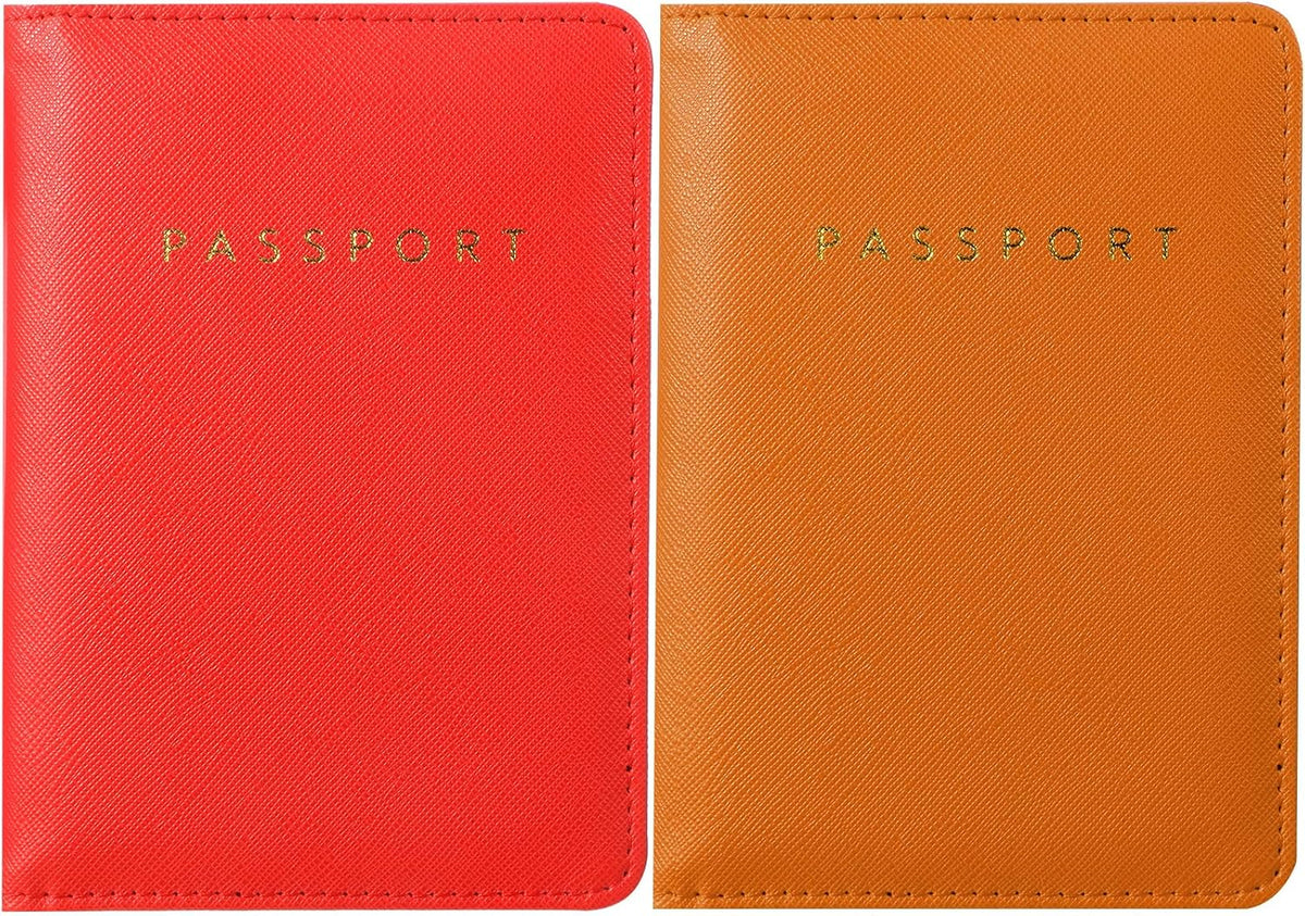 2 Pcs Passport Cover Holder for Travel Waterproof Leather Passport Wallet Case Book Travel Cruise Essentials for Women Men | 2 Pieces