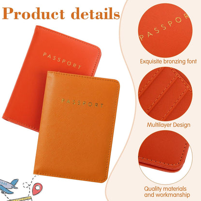 2 Pcs Passport Cover Holder for Travel Waterproof Leather Passport Wallet Case Book Travel Cruise Essentials for Women Men | 2 Pieces