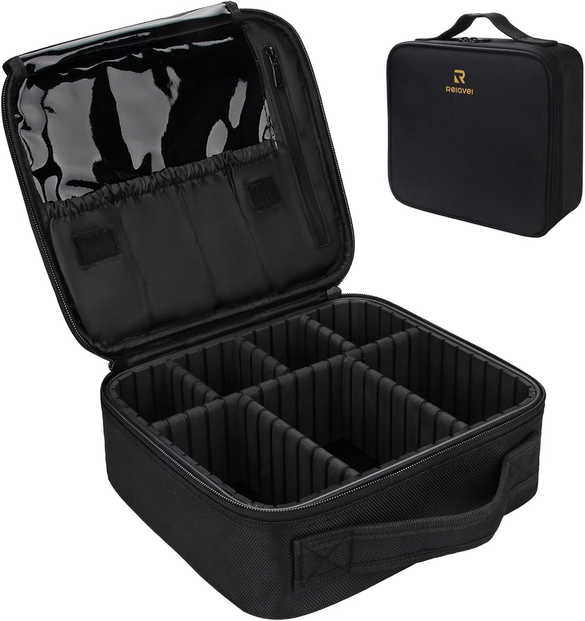 Travel Makeup Train Case Cosmetic Case Organizer Portable Artist Storage Bag with Adjustable Dividers for Cosmetics Makeup Brushes Toiletry Jewelry Digital Accessories