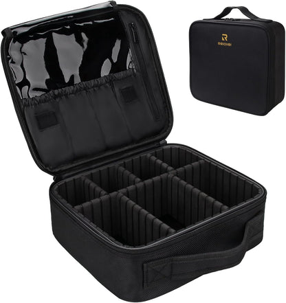 Travel Makeup Train Case Cosmetic Case Organizer Portable Artist Storage Bag with Adjustable Dividers for Cosmetics Makeup Brushes Toiletry Jewelry Digital Accessories