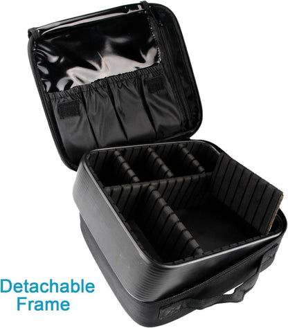 Travel Makeup Train Case Cosmetic Case Organizer Portable Artist Storage Bag with Adjustable Dividers for Cosmetics Makeup Brushes Toiletry Jewelry Digital Accessories