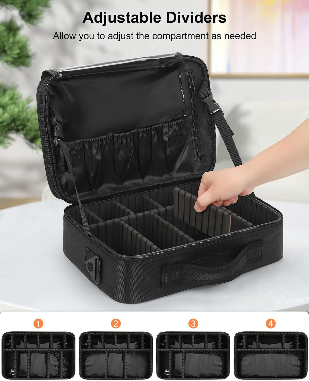 Travel Makeup Train Case Cosmetic Case Organizer Portable Artist Storage Bag with Adjustable Dividers for Cosmetics Makeup Brushes Toiletry Jewelry Digital Accessories