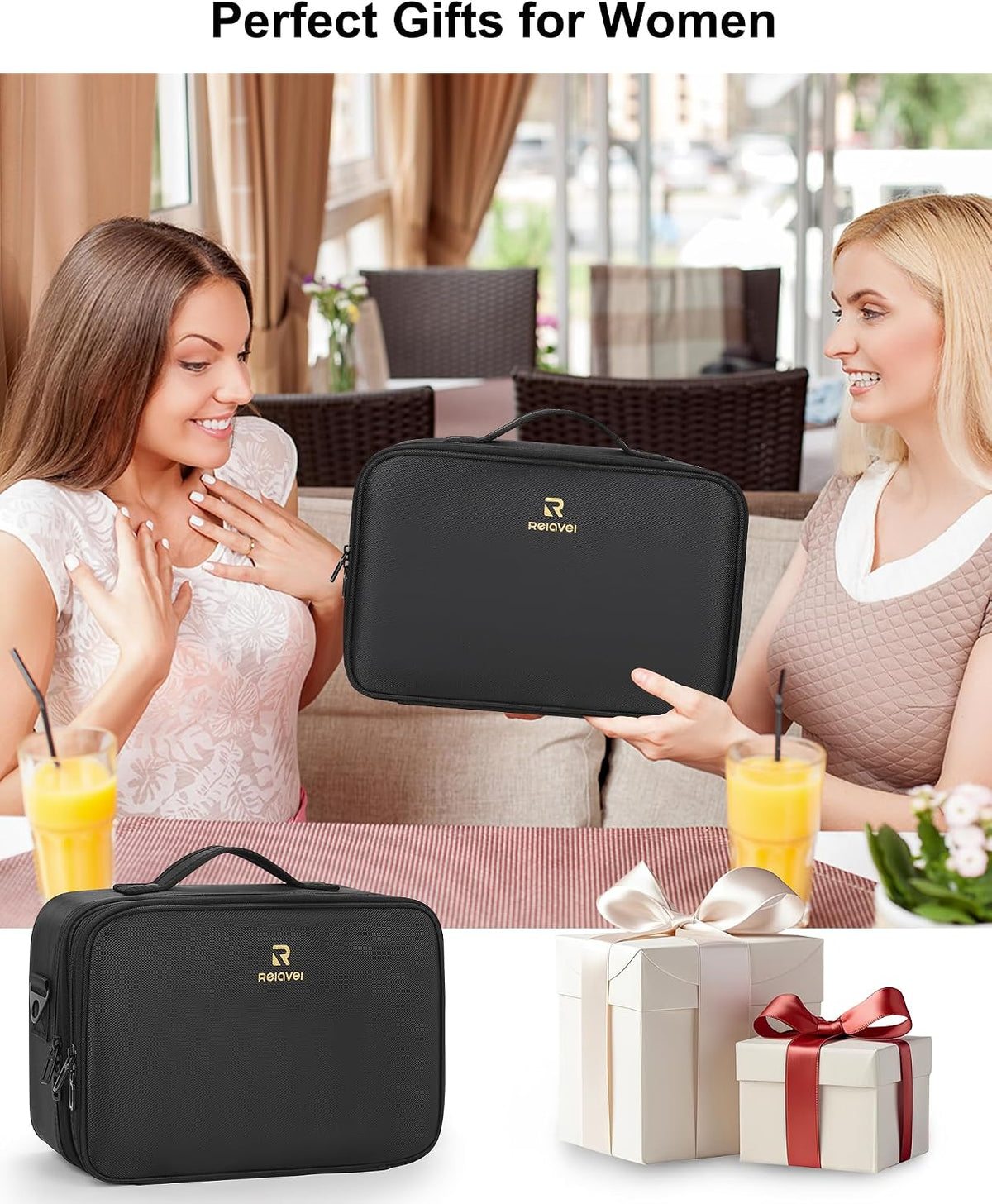 Travel Makeup Train Case Cosmetic Case Organizer Portable Artist Storage Bag with Adjustable Dividers for Cosmetics Makeup Brushes Toiletry Jewelry Digital Accessories