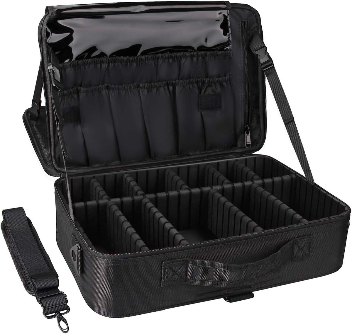 Travel Makeup Train Case Cosmetic Case Organizer Portable Artist Storage Bag with Adjustable Dividers for Cosmetics Makeup Brushes Toiletry Jewelry Digital Accessories