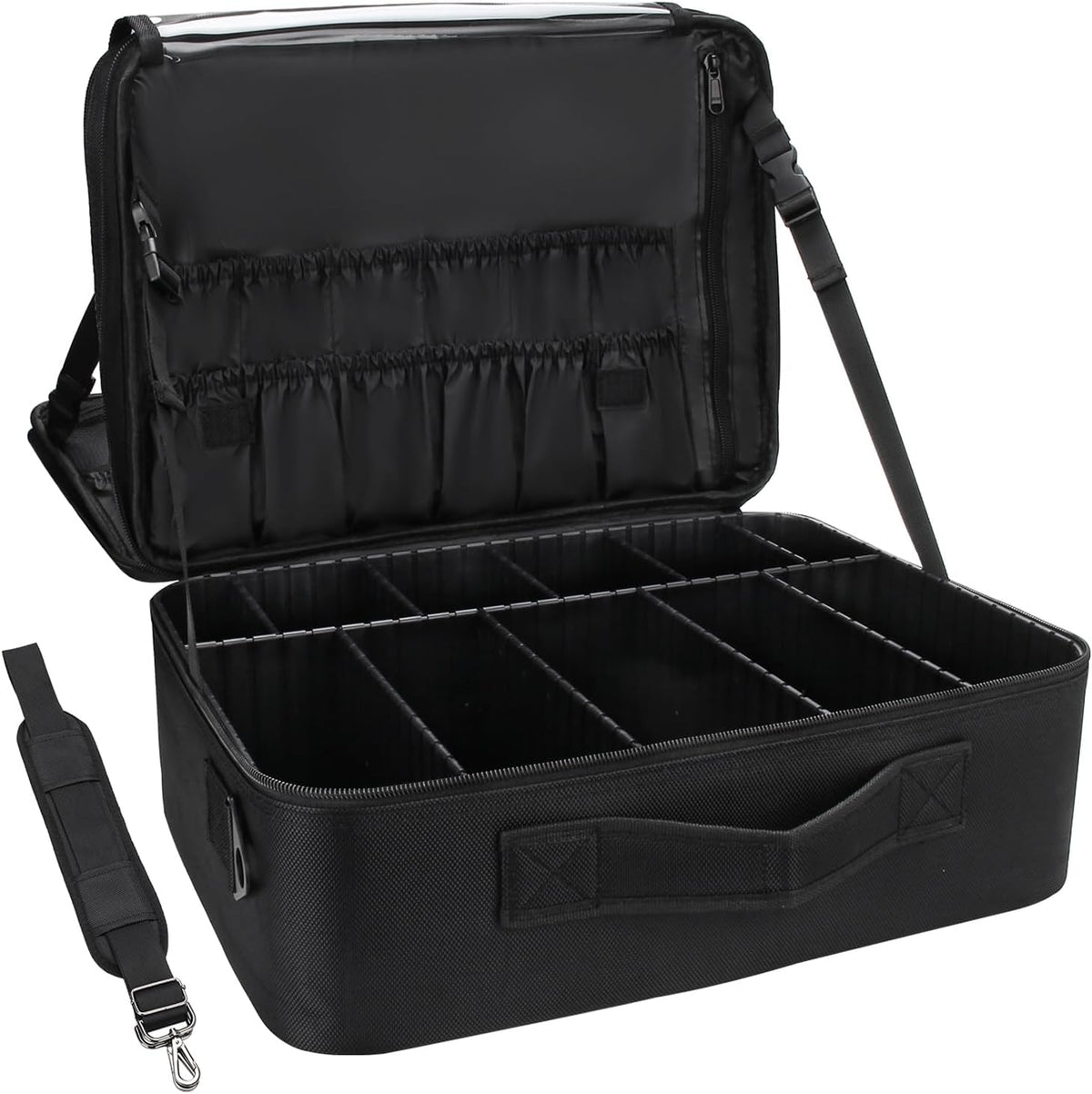 Travel Makeup Train Case Cosmetic Case Organizer Portable Artist Storage Bag with Adjustable Dividers for Cosmetics Makeup Brushes Toiletry Jewelry Digital Accessories
