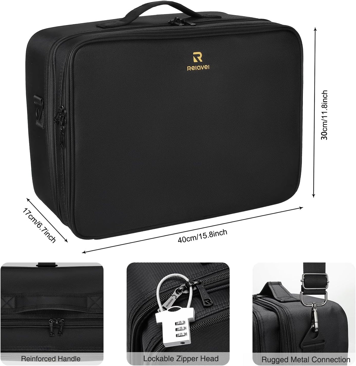 Travel Makeup Train Case Cosmetic Case Organizer Portable Artist Storage Bag with Adjustable Dividers for Cosmetics Makeup Brushes Toiletry Jewelry Digital Accessories