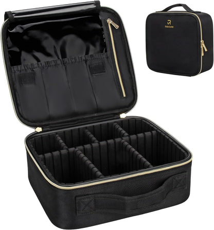 Travel Makeup Train Case Cosmetic Case Organizer Portable Artist Storage Bag with Adjustable Dividers for Cosmetics Makeup Brushes Toiletry Jewelry Digital Accessories