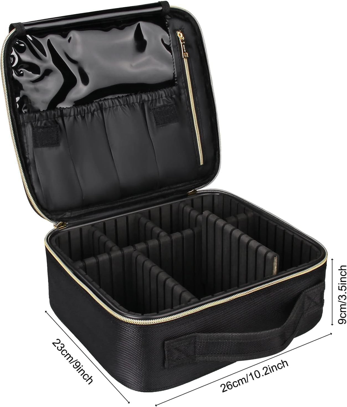 Travel Makeup Train Case Cosmetic Case Organizer Portable Artist Storage Bag with Adjustable Dividers for Cosmetics Makeup Brushes Toiletry Jewelry Digital Accessories
