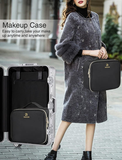 Travel Makeup Train Case Cosmetic Case Organizer Portable Artist Storage Bag with Adjustable Dividers for Cosmetics Makeup Brushes Toiletry Jewelry Digital Accessories