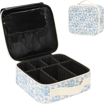 Travel Makeup Train Case Cosmetic Case Organizer Portable Artist Storage Bag with Adjustable Dividers for Cosmetics Makeup Brushes Toiletry Jewelry Digital Accessories