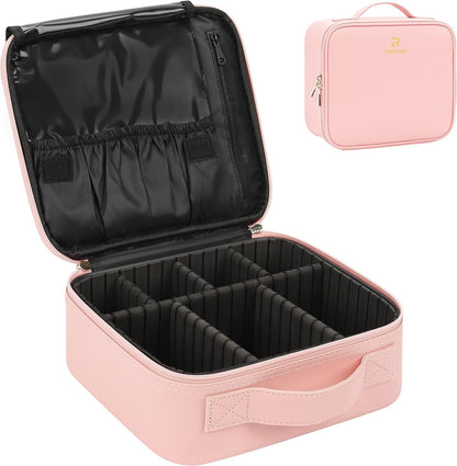 Travel Makeup Train Case Cosmetic Case Organizer Portable Artist Storage Bag with Adjustable Dividers for Cosmetics Makeup Brushes Toiletry Jewelry Digital Accessories