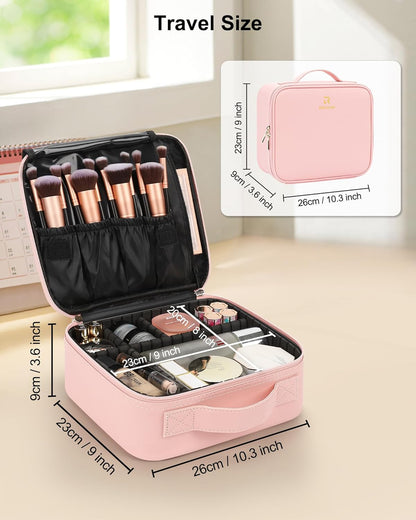 Travel Makeup Train Case Cosmetic Case Organizer Portable Artist Storage Bag with Adjustable Dividers for Cosmetics Makeup Brushes Toiletry Jewelry Digital Accessories