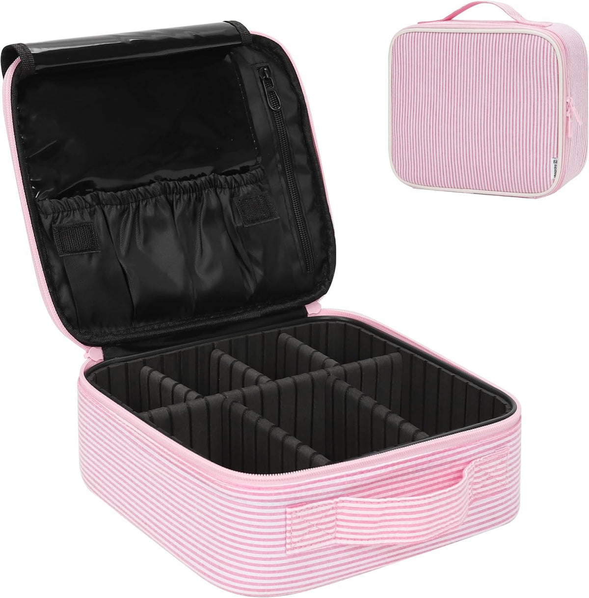 Travel Makeup Train Case Cosmetic Case Organizer Portable Artist Storage Bag with Adjustable Dividers for Cosmetics Makeup Brushes Toiletry Jewelry Digital Accessories