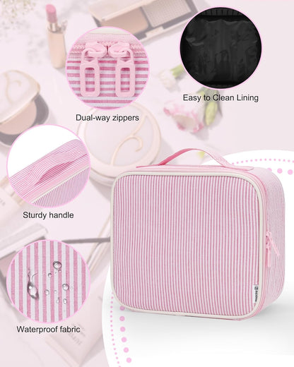 Travel Makeup Train Case Cosmetic Case Organizer Portable Artist Storage Bag with Adjustable Dividers for Cosmetics Makeup Brushes Toiletry Jewelry Digital Accessories
