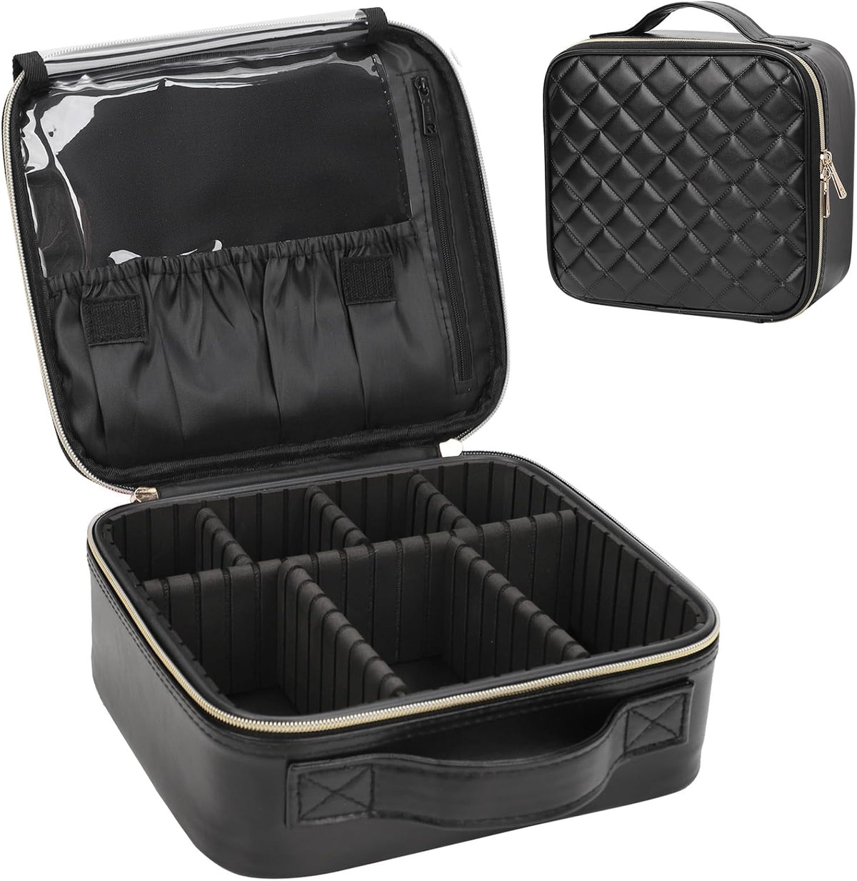 Travel Makeup Train Case Cosmetic Case Organizer Portable Artist Storage Bag with Adjustable Dividers for Cosmetics Makeup Brushes Toiletry Jewelry Digital Accessories