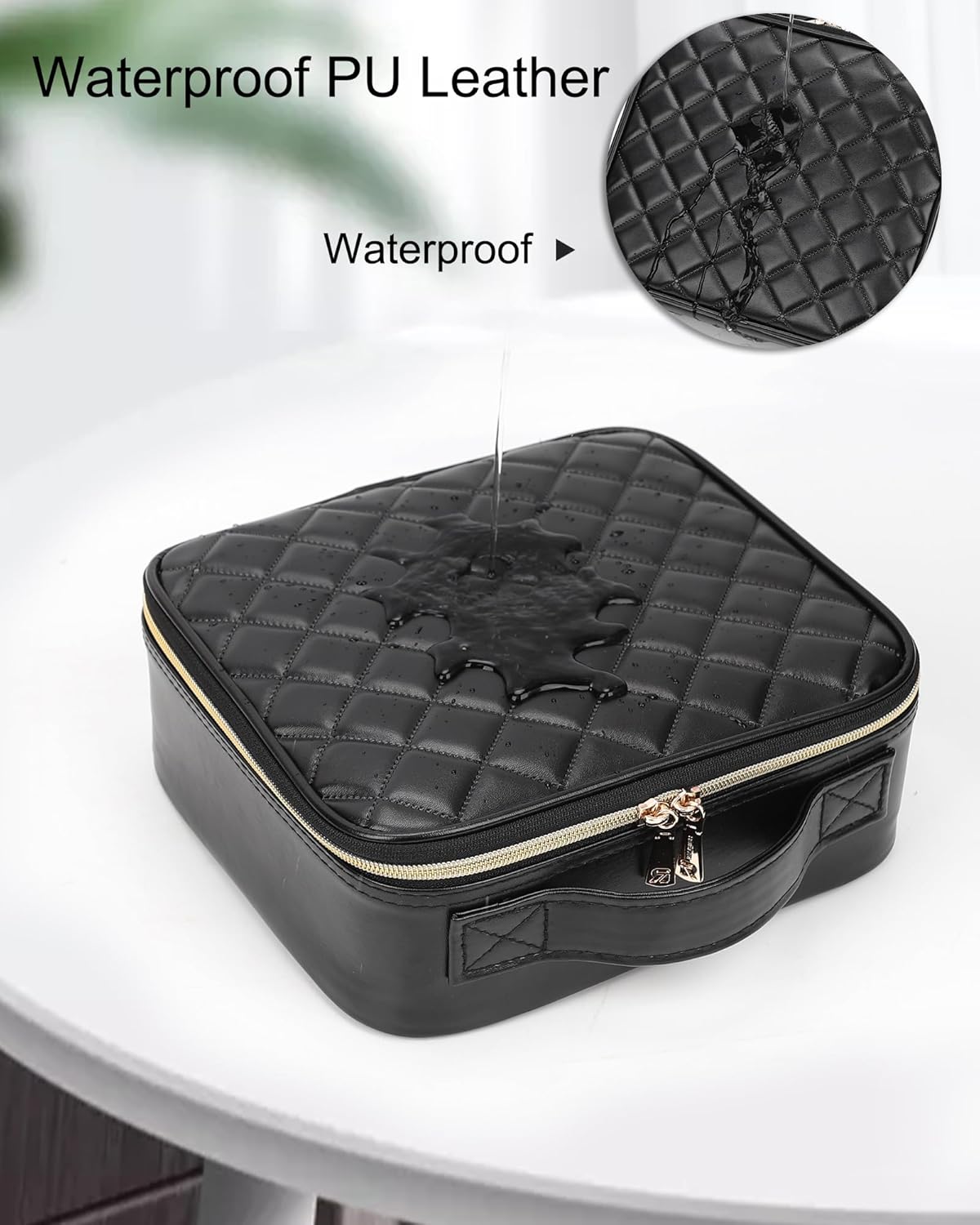 Travel Makeup Train Case Cosmetic Case Organizer Portable Artist Storage Bag with Adjustable Dividers for Cosmetics Makeup Brushes Toiletry Jewelry Digital Accessories