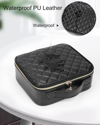 Travel Makeup Train Case Cosmetic Case Organizer Portable Artist Storage Bag with Adjustable Dividers for Cosmetics Makeup Brushes Toiletry Jewelry Digital Accessories