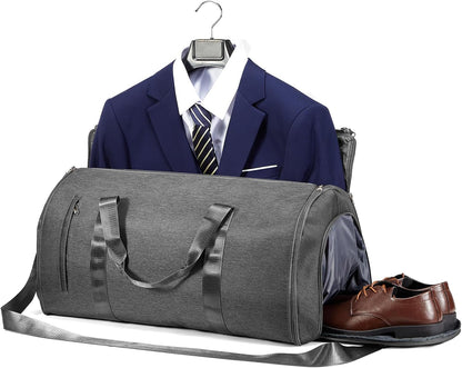 Garment Bags For Travel,Convertible Garment Bag With Shoulder Strap,Professional Carry On Duffel Bag For Men Women-2 In 1 Hanging Foldable Weekender Travel Suit Bags,Grey