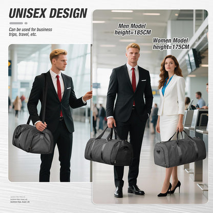 Garment Bags For Travel,Convertible Garment Bag With Shoulder Strap,Professional Carry On Duffel Bag For Men Women-2 In 1 Hanging Foldable Weekender Travel Suit Bags,Grey