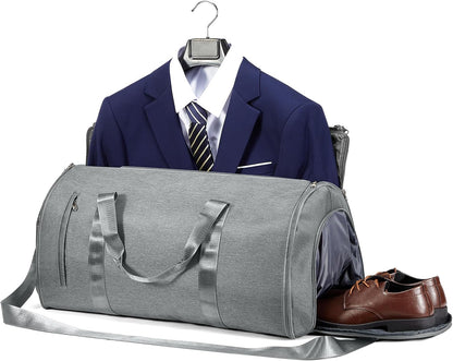 Garment Bags For Travel,Convertible Garment Bag With Shoulder Strap,Professional Carry On Duffel Bag For Men Women-2 In 1 Hanging Foldable Weekender Travel Suit Bags,Grey
