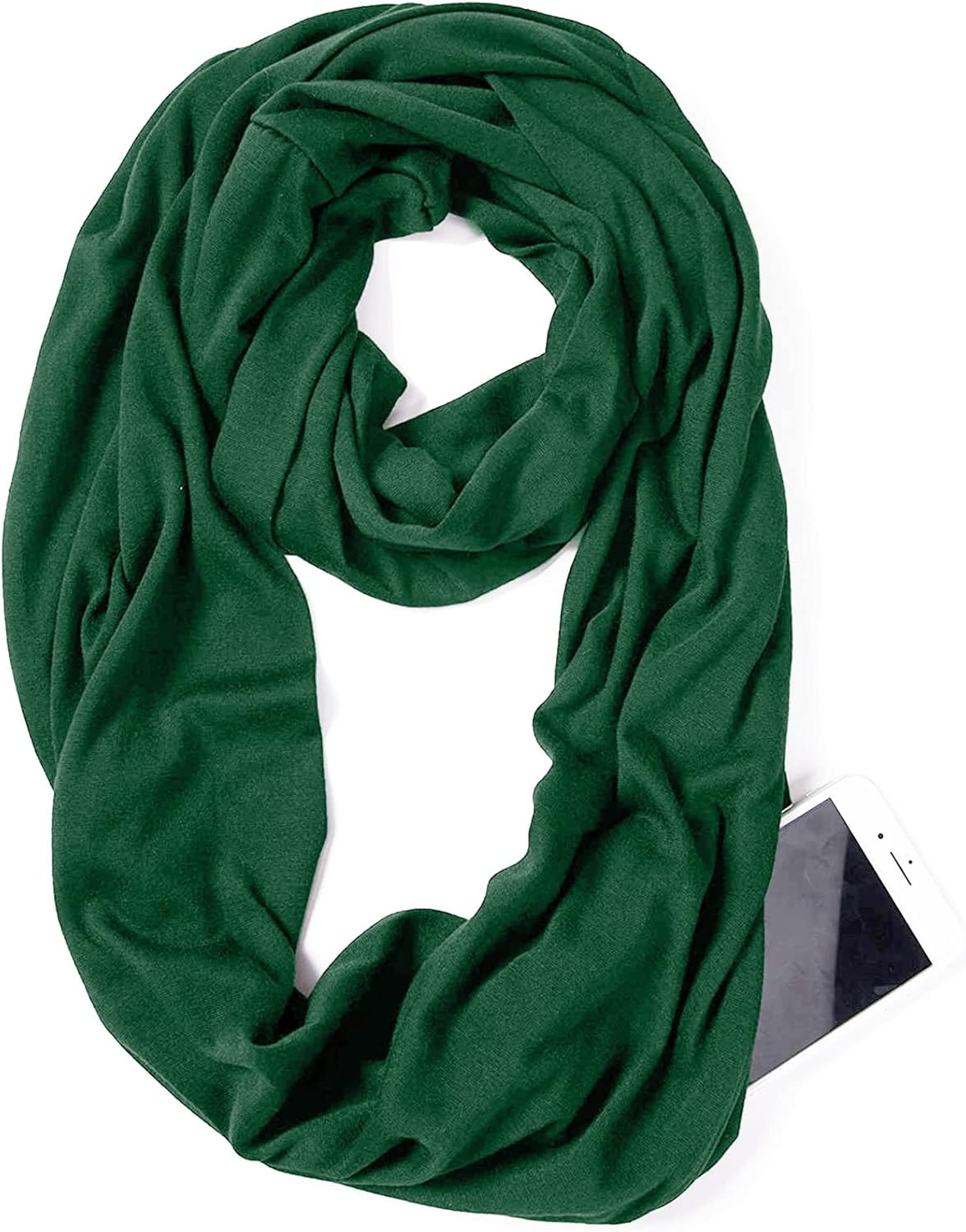Infinity Loop Solid Color Scarf With Hidden Zipper Pocket For Women - Lightweight Travel Neck Wrap