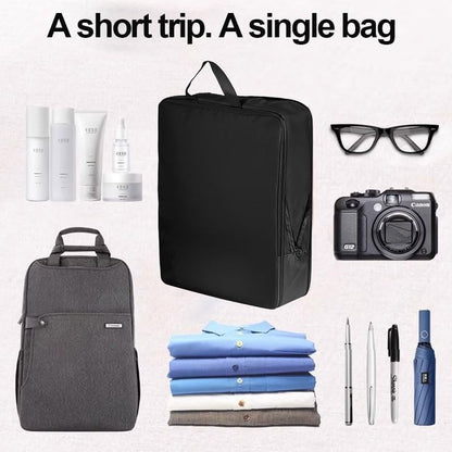 6 Set Compression Packing Cubes, Lightweight & Space-Saving Vacation Travel Essentials, Durable Various Sizes Packing Organizer with Zippers Shoe Bag for Suitcase Carry On Luggage, Black