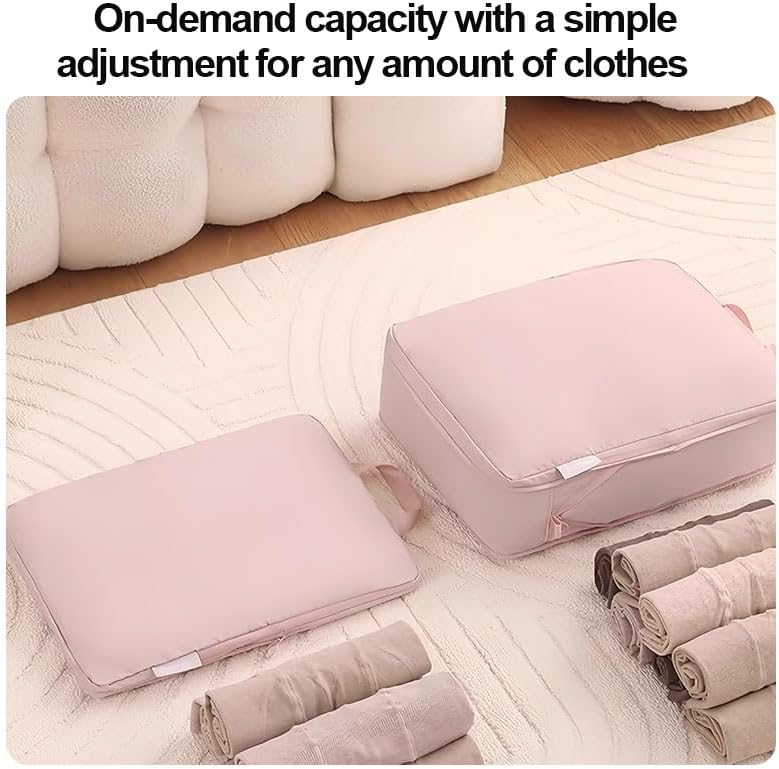 6 Set Compression Packing Cubes, Lightweight & Space-Saving Vacation Travel Essentials, Durable Various Sizes Packing Organizer with Zippers Shoe Bag for Suitcase Carry On Luggage, Black