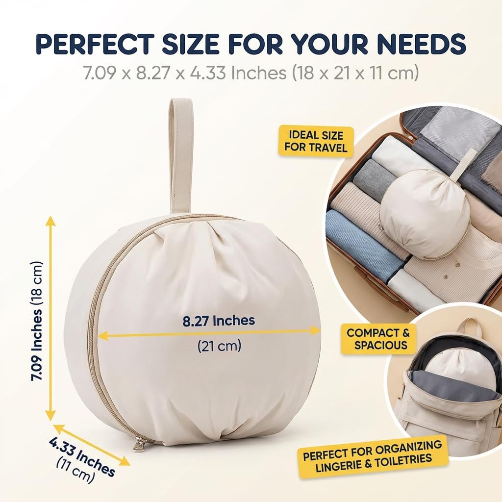 Lingerie Storage Bag Set, Travel Underwear Organizer Bag, Travel Underwear Packing Cube for Women, Multi-compartment Storage Bags (White)