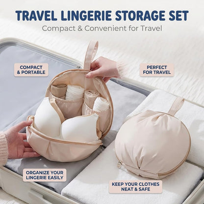 Lingerie Storage Bag Set, Travel Underwear Organizer Bag, Travel Underwear Packing Cube for Women, Multi-compartment Storage Bags (White)